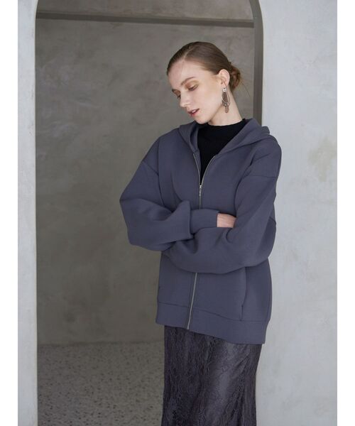 MERCURYDUO（マーキュリーデュオ）の「ダンボールジップアップパーカ（パーカー・レディース・チャコールグレー/オフホワイト/ラベンダー・FREE）」の18枚目の写真