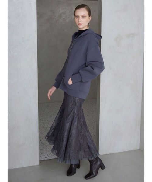 MERCURYDUO（マーキュリーデュオ）の「ダンボールジップアップパーカ（パーカー・レディース・チャコールグレー/オフホワイト/ラベンダー・FREE）」の20枚目の写真