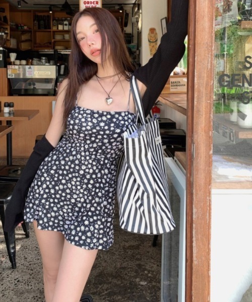 花柄キャミソールワンピース風スイムウエア水着