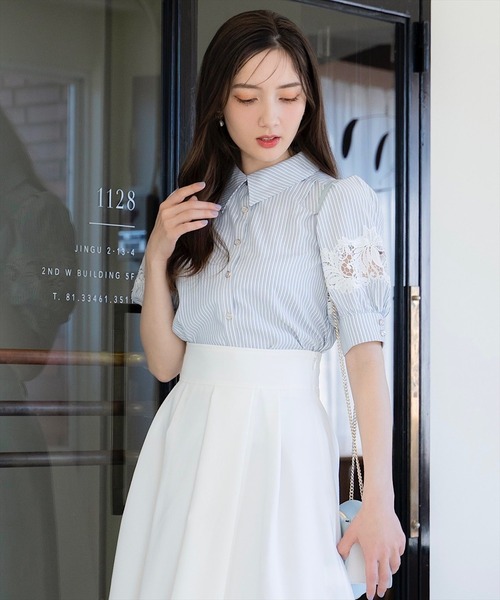 SWINGLE（スウィングル）の「配色リボンデザインタックフレアスカート（スカート・レディース・ライトベージュ/ブラック/レッド・FREE）」の6枚目の写真