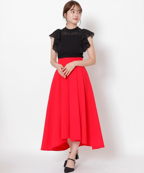 SWINGLE（スウィングル）の「配色リボンデザインタックフレアスカート（スカート・レディース・ライトベージュ/ブラック/レッド・FREE）」の16枚目の写真