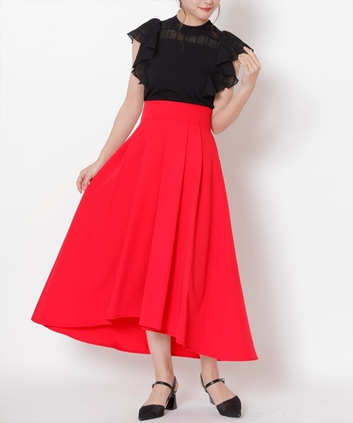 SWINGLE（スウィングル）の「配色リボンデザインタックフレアスカート（スカート・レディース・ライトベージュ/ブラック/レッド・FREE）」の14枚目の写真