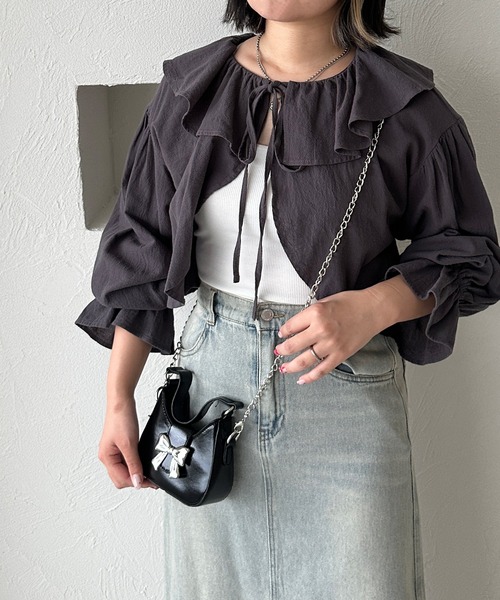 kutir(クティール)の「kutirlune/リボンミニバッグ(ハンドバッグ・レディース・シルバー/ブラック・FREE)」の7枚目の写真