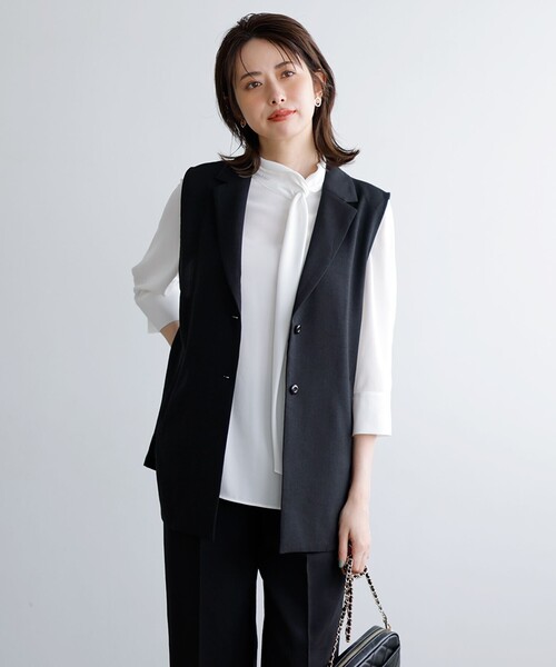 ANY SIS（エニィスィス）の「ドライタッチクール ジレ（その他アウター・レディース・ブラック系/ベージュ系/グレー系3・2）」の2枚目の写真