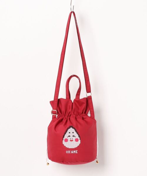 カヤ(カヤ)の「【カヤ】交差縫い巾着ショルダーバッグ(ショルダーバッグ・レディース・グリーン/ブラック系その他/ネイビー/ピンク/レッド/ホワイト・FREE)」の6枚目の写真