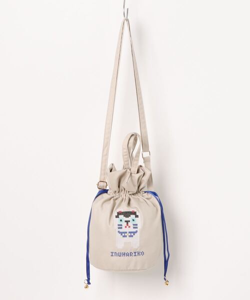 カヤ(カヤ)の「【カヤ】交差縫い巾着ショルダーバッグ(ショルダーバッグ・レディース・グリーン/ブラック系その他/ネイビー/ピンク/レッド/ホワイト・FREE)」の2枚目の写真