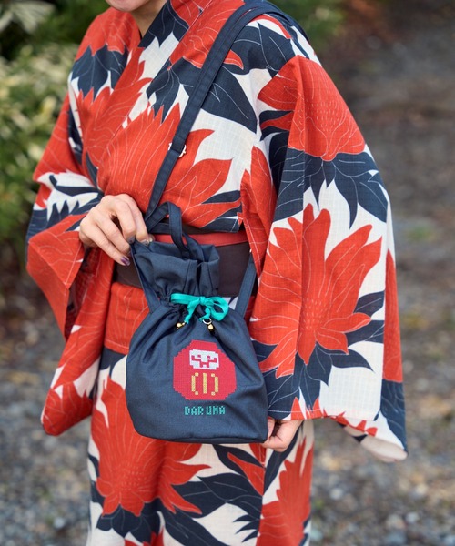 カヤ(カヤ)の「【カヤ】交差縫い巾着ショルダーバッグ(ショルダーバッグ・レディース・グリーン/ブラック系その他/ネイビー/ピンク/レッド/ホワイト・FREE)」の13枚目の写真