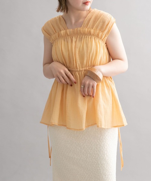 KBF（ケイビーエフ）の「ノースリーブギャザーブラウス（シャツ/ブラウス・レディース・ブラック/オレンジ系その他/レッド・ONE）」の22枚目の写真