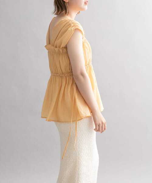 KBF（ケイビーエフ）の「ノースリーブギャザーブラウス（シャツ/ブラウス・レディース・ブラック/オレンジ系その他/レッド・ONE）」の21枚目の写真