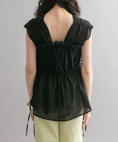 KBF（ケイビーエフ）の「ノースリーブギャザーブラウス（シャツ/ブラウス・レディース・ブラック/オレンジ系その他/レッド・ONE）」の14枚目の写真