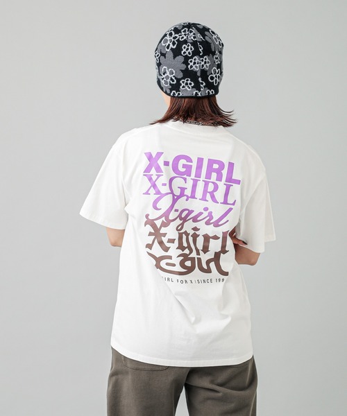 X-girl（エックスガール）の「X-girl VARIOUS LOGOS S/S TEE（Tシャツ/カットソー・レディース・ブラック/ホワイト/ネイビー・S/M/L/XL）」の2枚目の写真
