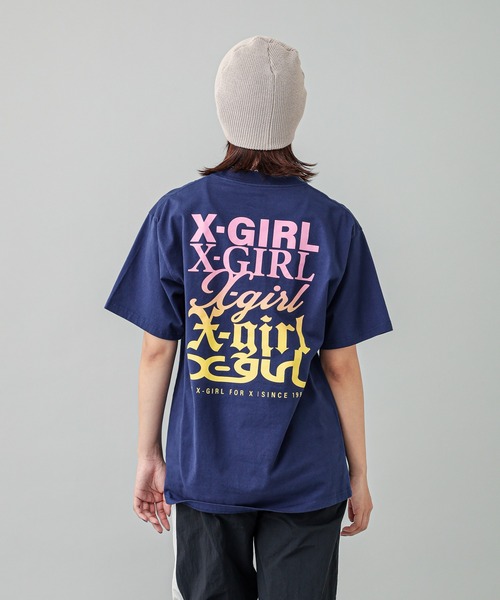 X-girl（エックスガール）の「X-girl VARIOUS LOGOS S/S TEE（Tシャツ/カットソー・レディース・ブラック/ホワイト/ネイビー・S/M/L/XL）」の22枚目の写真