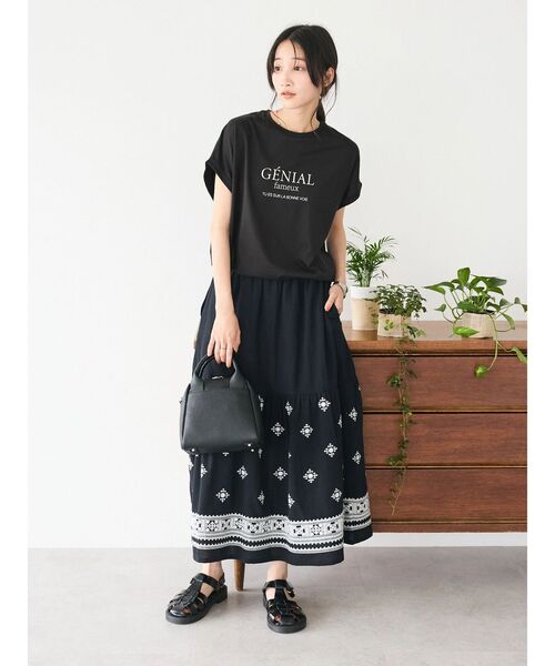 CRAFT STANDARD BOUTIQUE(クラフトスタンダードブティック)の「GENIALプリントプルオーバー(Tシャツ/カットソー・レディース・ブラウン/オフホワイト/サックスブルー/ブラック・FREE)」の21枚目の写真
