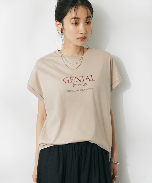 CRAFT STANDARD BOUTIQUE(クラフトスタンダードブティック)の「GENIALプリントプルオーバー(Tシャツ/カットソー・レディース・ブラウン/オフホワイト/サックスブルー/ブラック・FREE)」の3枚目の写真