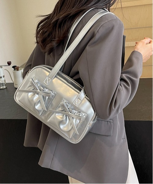 セール】Y2K ダブルポケットリボンスクエアバッグ（ショルダーバッグ