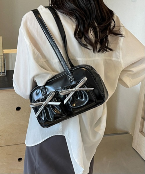 セール】Y2K ダブルポケットリボンスクエアバッグ（ショルダーバッグ