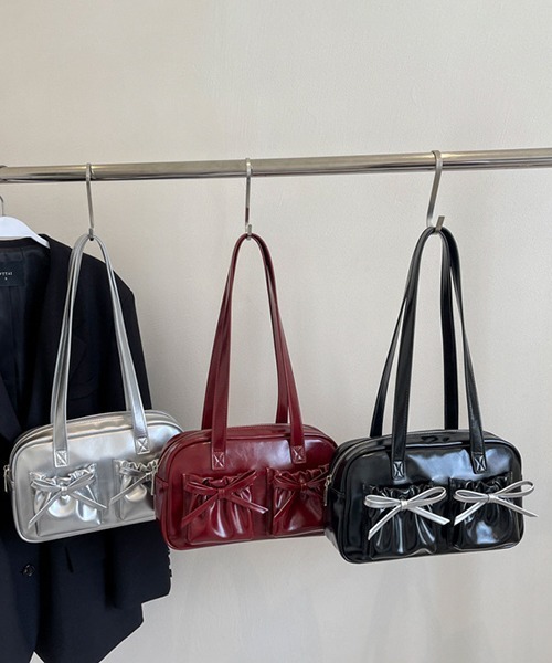 セール】Y2K ダブルポケットリボンスクエアバッグ（ショルダーバッグ