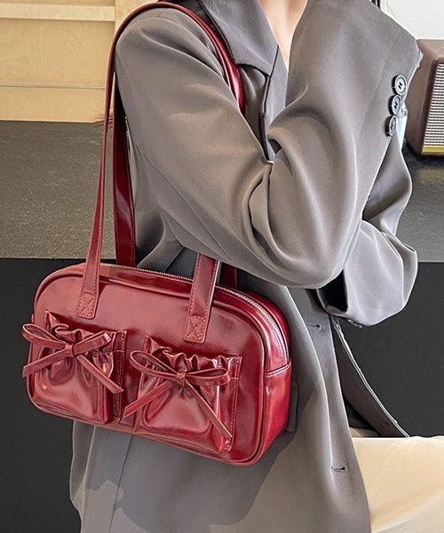 セール】Y2K ダブルポケットリボンスクエアバッグ（ショルダーバッグ