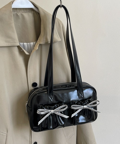 セール】Y2K ダブルポケットリボンスクエアバッグ（ショルダーバッグ