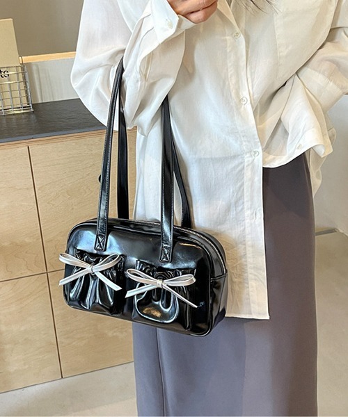 セール】Y2K ダブルポケットリボンスクエアバッグ（ショルダーバッグ