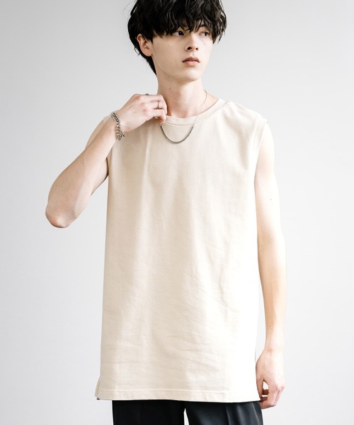 Upscape Audience アップスケープオーディエンス 日本製 国産VORTEX 8オンス MVS天竺 サイドスリットノースリーブTシャツ AUD6528（タンクトップ）｜Audience（オーディエンス）