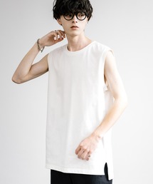 Upscape Audience アップスケープオーディエンス 日本製 国産VORTEX 8オンス MVS天竺 サイドスリットノースリーブTシャツ AUD6528