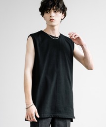 Upscape Audience アップスケープオーディエンス 日本製 国産VORTEX 8オンス MVS天竺 サイドスリットノースリーブTシャツ AUD6528