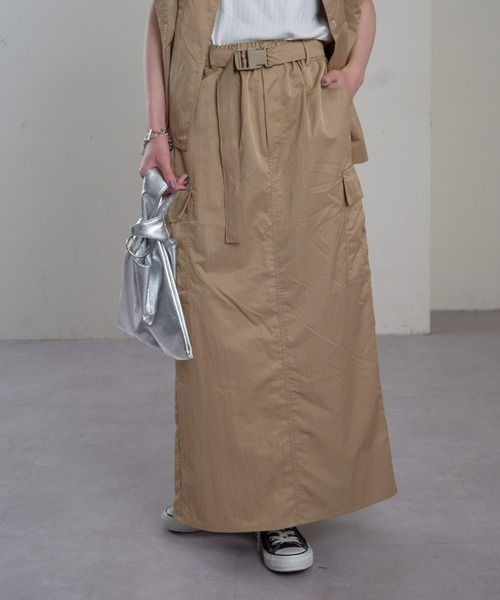 CIAOPANIC TYPY（チャオパニックティピー）の「【ベルト付き】ナイロンバックマーメイドカーゴスカート（スカート・レディース・カーキ/ブラック/ベージュ・SMALL/MEDIUM）」の11枚目の写真