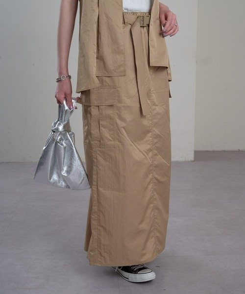 CIAOPANIC TYPY（チャオパニックティピー）の「【ベルト付き】ナイロンバックマーメイドカーゴスカート（スカート・レディース・カーキ/ブラック/ベージュ・SMALL/MEDIUM）」の12枚目の写真