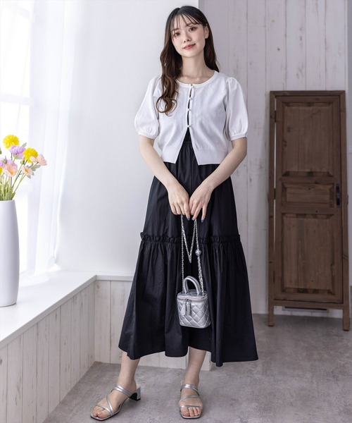 clear（クリア）の「無地柄アソート肩リボンキャミワンピース≪2024SS≫（ワンピース・レディース・カーキ/ブラック/ブルー系その他・F）」の12枚目の写真