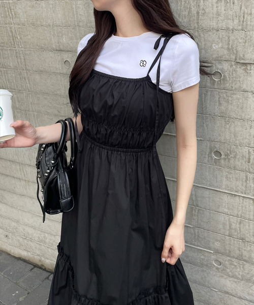 clear（クリア）の「無地柄アソート肩リボンキャミワンピース≪2024SS≫（ワンピース・レディース・カーキ/ブラック/ブルー系その他・F）」の20枚目の写真