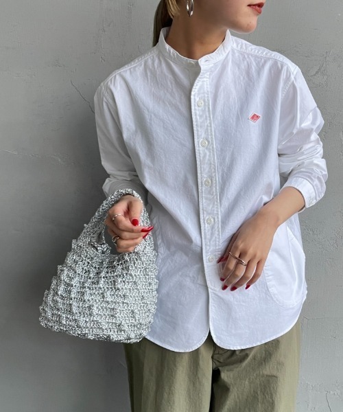 DANTON ダントン バンドカラーシャツ チェック柄 ベージュ サイズ38 DANTON ダントン バンドカラーシャツ チェック柄 ベージュ サイズ38