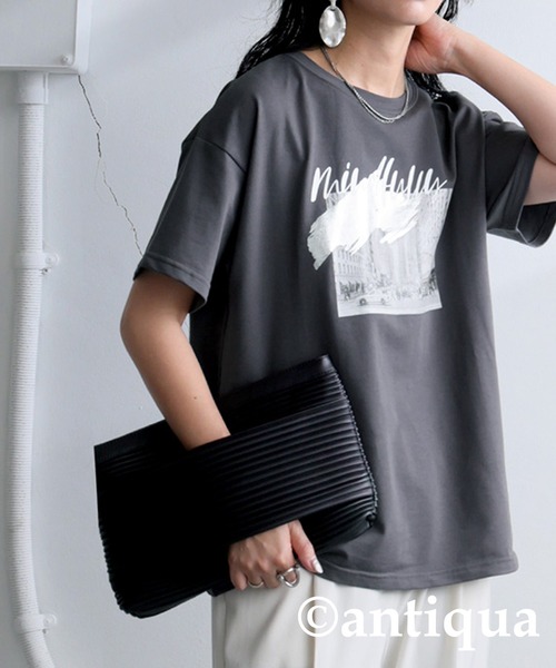 セール】風景画プリントTシャツ（Tシャツ/カットソー）｜antiqua