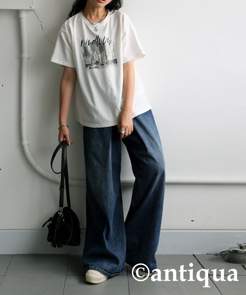 セール】風景画プリントTシャツ（Tシャツ/カットソー）｜antiqua