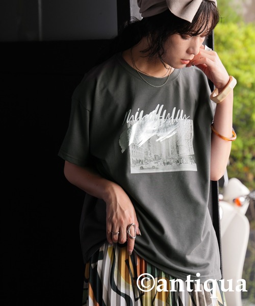 antiqua(アンティカ)の「風景画プリントTシャツ(Tシャツ/カットソー・レディース・ホワイト/チャコールグレー・ONESIZE)」の17枚目の写真