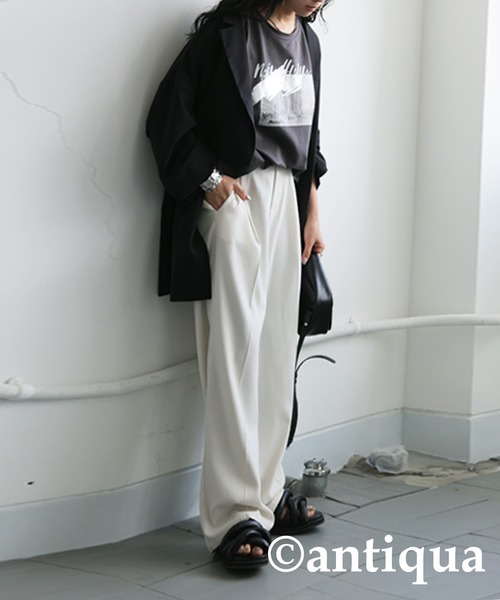 antiqua(アンティカ)の「風景画プリントTシャツ(Tシャツ/カットソー・レディース・ホワイト/チャコールグレー・ONESIZE)」の13枚目の写真