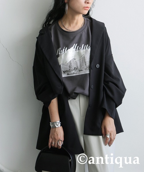 antiqua(アンティカ)の「風景画プリントTシャツ(Tシャツ/カットソー・レディース・ホワイト/チャコールグレー・ONESIZE)」の12枚目の写真