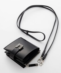 Leather shoulder wallet aquare tip