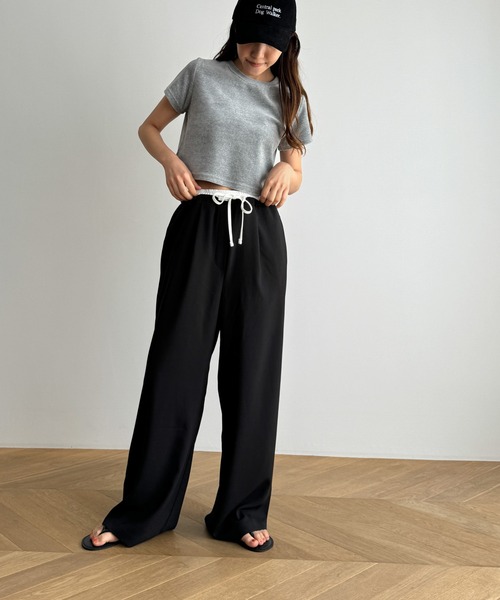 CANAL JEAN（キャナルジーン）の「El mar　コンパクトベロア半袖Tシャツ（Tシャツ/カットソー・レディース・グレー/ブラック/ベージュ・ONE SIZE）」の12枚目の写真