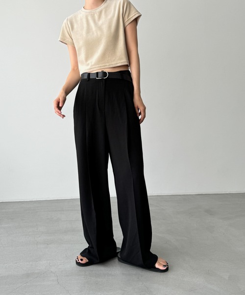 CANAL JEAN（キャナルジーン）の「El mar　コンパクトベロア半袖Tシャツ（Tシャツ/カットソー・レディース・グレー/ブラック/ベージュ・ONE SIZE）」の9枚目の写真