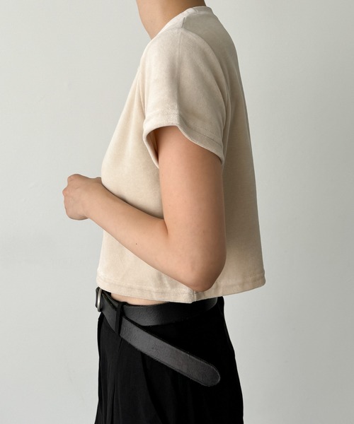 CANAL JEAN（キャナルジーン）の「El mar　コンパクトベロア半袖Tシャツ（Tシャツ/カットソー・レディース・グレー/ブラック/ベージュ・ONE SIZE）」の14枚目の写真