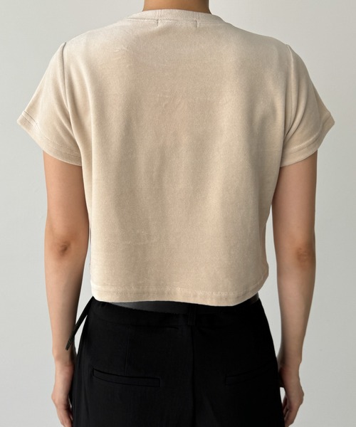 CANAL JEAN（キャナルジーン）の「El mar　コンパクトベロア半袖Tシャツ（Tシャツ/カットソー・レディース・グレー/ブラック/ベージュ・ONE SIZE）」の15枚目の写真