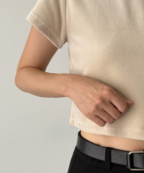 CANAL JEAN（キャナルジーン）の「El mar　コンパクトベロア半袖Tシャツ（Tシャツ/カットソー・レディース・グレー/ブラック/ベージュ・ONE SIZE）」の17枚目の写真