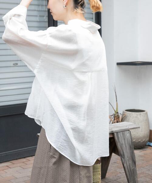 FORK&SPOON（フォークアンドスプーン）の「FORK&SPOON　ボクシーシアーシャツ（シャツ/ブラウス・レディース・オフホワイト/ブラック・1）」の5枚目の写真