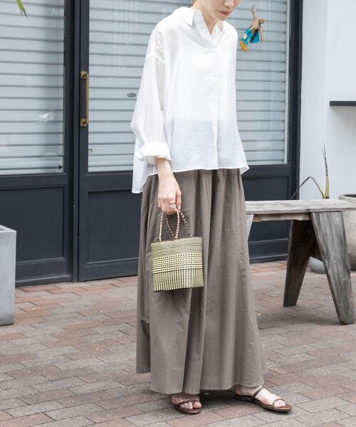 FORK&SPOON（フォークアンドスプーン）の「FORK&SPOON　ボクシーシアーシャツ（シャツ/ブラウス・レディース・オフホワイト/ブラック・1）」の8枚目の写真