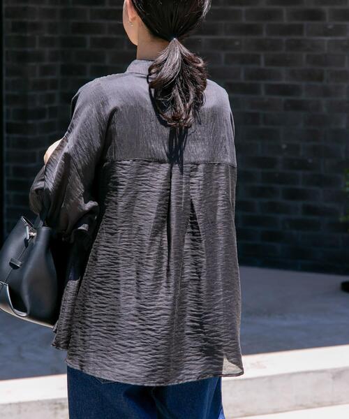 FORK&SPOON（フォークアンドスプーン）の「FORK&SPOON　ボクシーシアーシャツ（シャツ/ブラウス・レディース・オフホワイト/ブラック・1）」の12枚目の写真