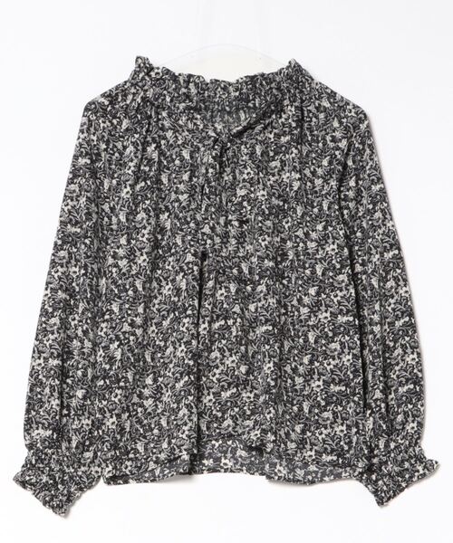 INTERPLANET(インタープラネット)の「デシン花柄ラグラン長袖ボウタイカラーブラウス(シャツ/ブラウス・レディース・オフホワイト/ブラック・MEDIUM/LARGE)」の3枚目の写真