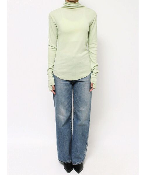 Ungrid（アングリッド）の「ハイネックシアーロングスリーブTee（Tシャツ/カットソー・レディース・グリーン系その他/ブルー/ブラック/ピンク/オフホワイト・FREE）」の6枚目の写真