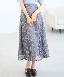 モール刺繍チュールスカート/MM437209