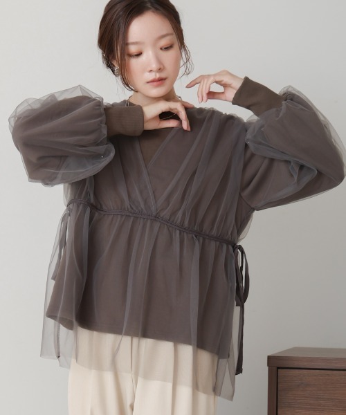 Bab（バブ）の「【大人気アイテム再販！】チュールレイヤードスウェット（スウェット・レディース・アイボリー/モカ/チャコールグレー・FREE）」の19枚目の写真